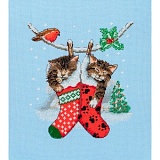 Купить недорого   *  Набор для вышивания Anchor "Christmas Kittens" 19,5*16,5см, MEZ Венгрия, PCE0504  в интернет магазине Фэмили хобби