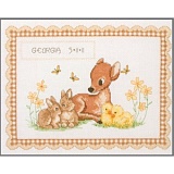 Купить недорого   *  Набор для вышивания Anchor "Baby Animals Birth Record" 20*26,5см, MEZ Венгрия, ACS23  в интернет магазине Фэмили хобби