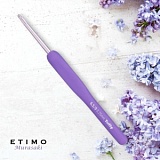 Крючок для вязания с ручкой "ETIMO Murasaki" 3,75мм, алюминий/пластик, фиолетовый, Tulip, TEM-065e